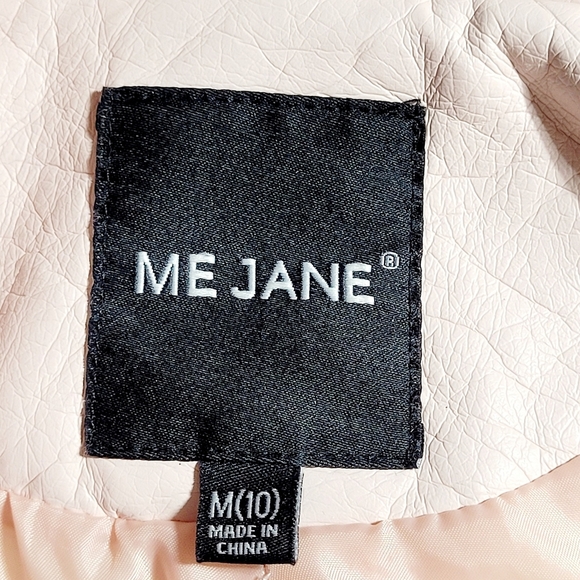 Me Jane Blush Pink Faux Leather Aviator Jacket Floral Embroidered (M/10 Girls) - Picture 9 of 14